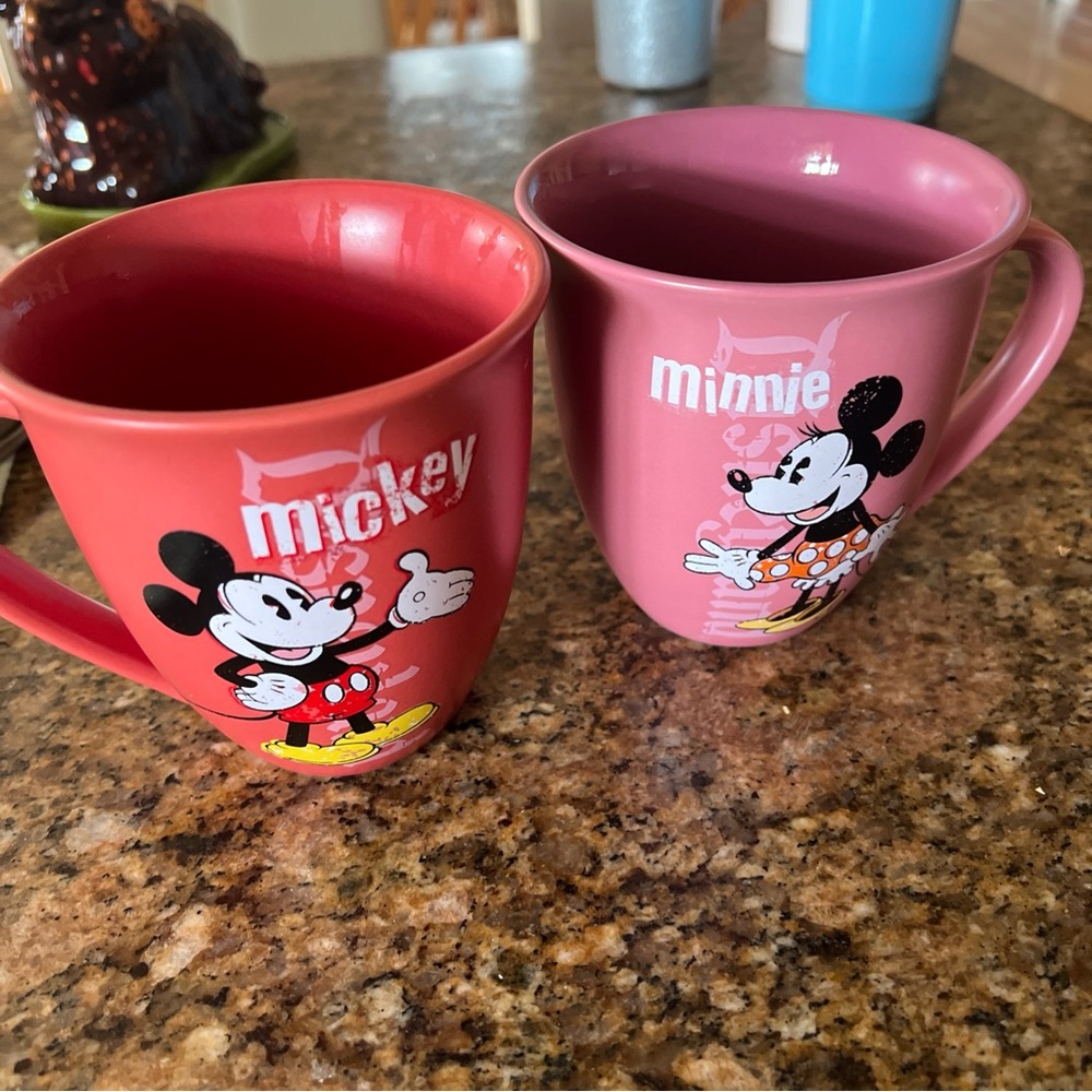 Disney Mickey and Minnie Mouse Red and Pink Mugs
